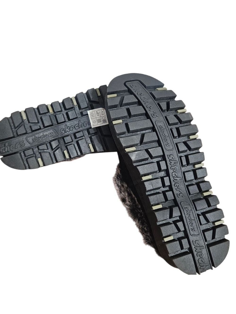 NWOT SKETCHERS Fortress Platform Black Women's Faux Fur Clogs Slip On Sz 6 - Picture 5 of 6